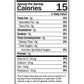 Nutrition facts label for a product with specific details.