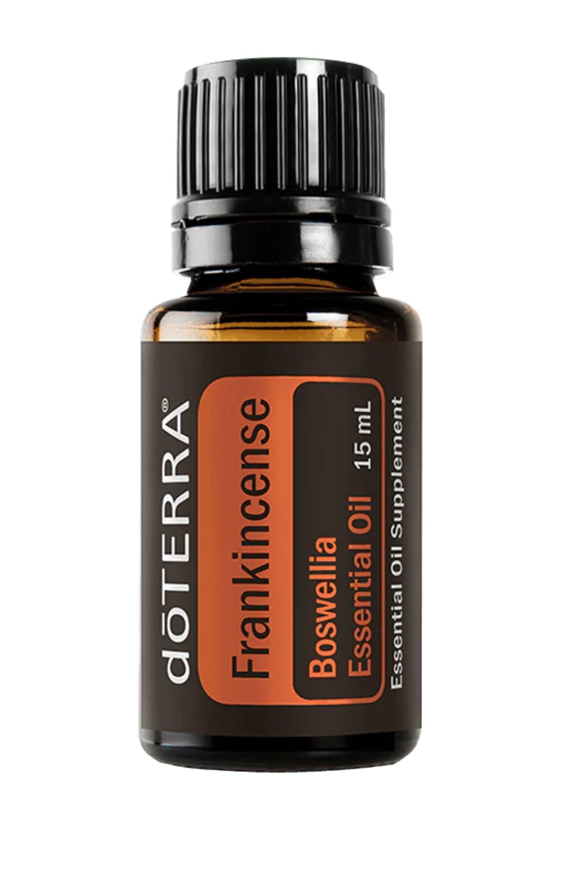 doTERRA Frankincense Boswellia essential oil bottle on a white background