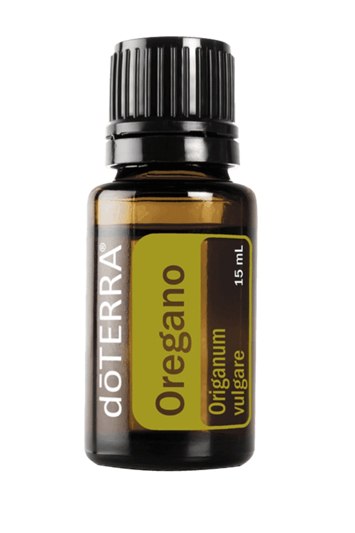 doTERRA Oregano essential oil bottle on a white background
