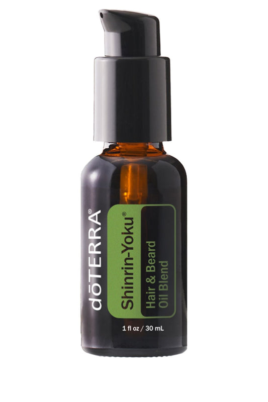 doTERRA Shinrin-Yoku Hair & Beard Oil Blend bottle on a white background